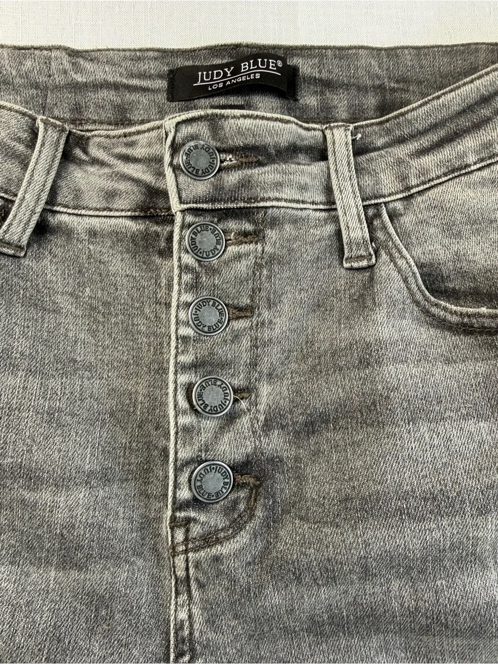 Judy Blue Grey High Rise Button Fly Capri Jeans 14W JB78110 GR Womens 14W